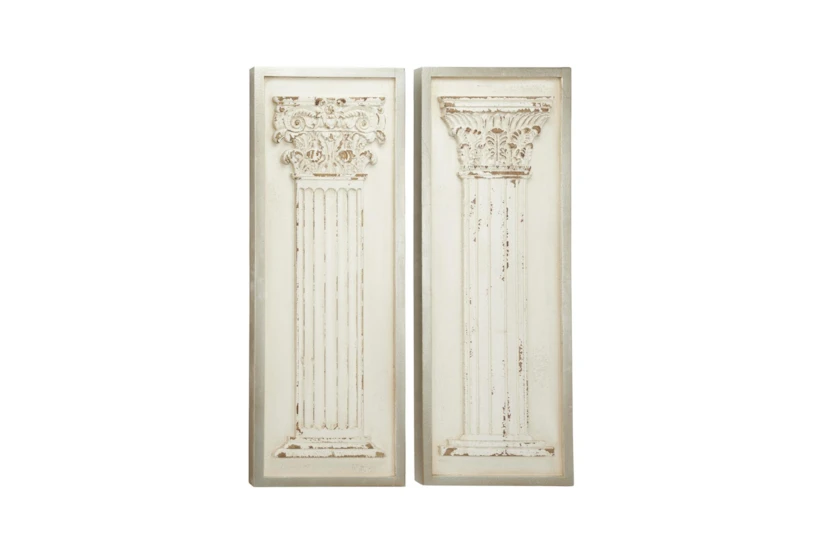 Set Of 2 Antique White Column Panels - 360