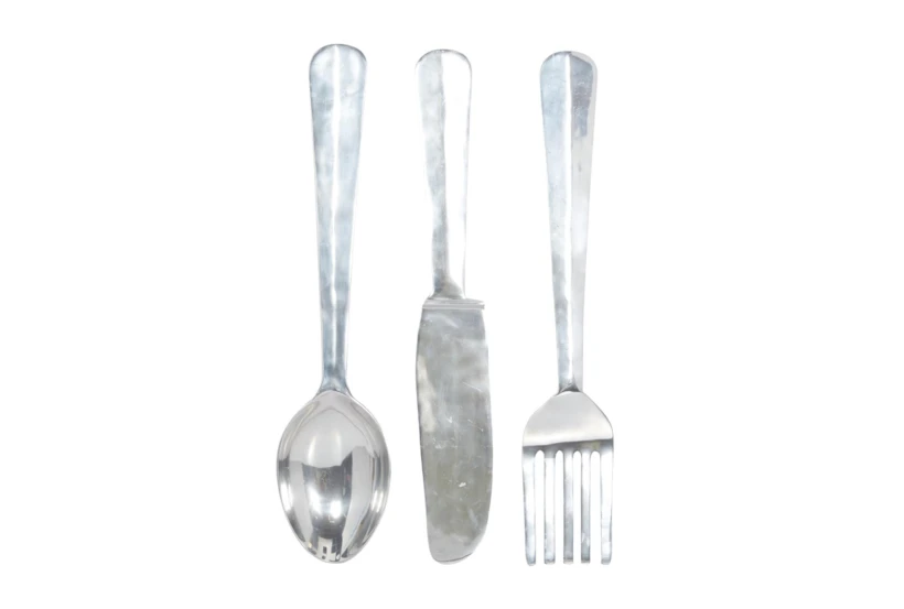 35 Inch Silver Metal Wall Decor Utensils Set Of 3 - 360