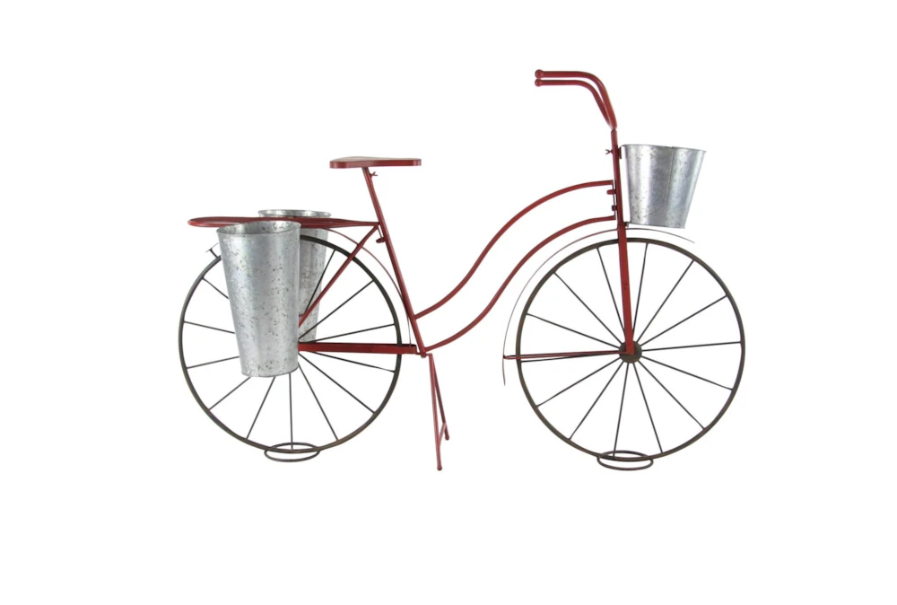 38 Inch Red Metal Bicycle Plant Stand