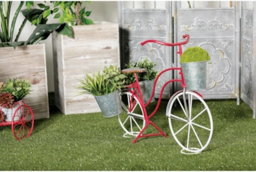 23 Inch Red Metal Galvanized Bicycle Planter
