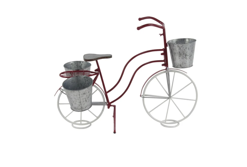 23 Inch Red Metal Galvanized Bicycle Planter - 360