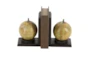 8 Inch Multi Wood & Metal Globe Bookend Set Of 2 - Front