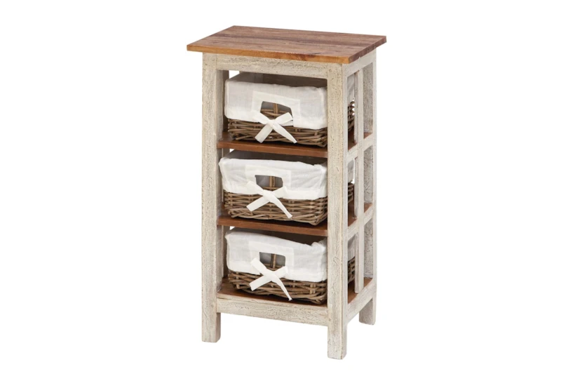 29 Inch White Wood Storage Unit Side Table - 360