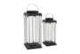 24 Inch Black Metal Glass Candle Lantern Set Of 2 - Material