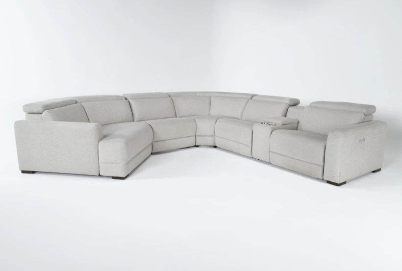 Chanel Grey  156" 6 Piece Modular Sectional with Left Arm Facing Cuddler Chaise, Power Headrest & USB - 360