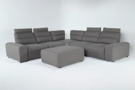 Sagan 7 Piece 134" Power Reclining Sectional With 2 Armrests & Ottoman