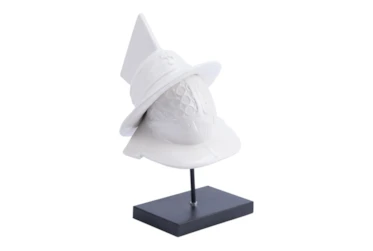 White Stacked Hat Figurine On Base
