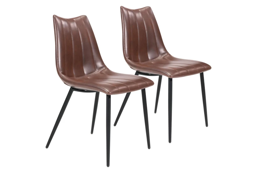 Reva Brown Contract Grade Faux Leather Dining Side Chair - 360