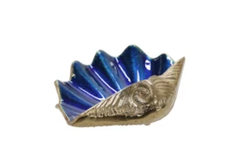 8 Inch Blue And Gold Clam Decor