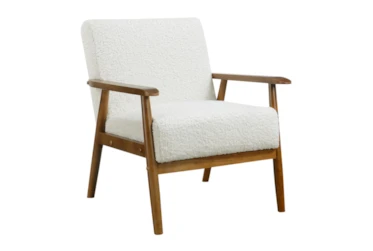 White Sherpa Mid Century Accent Chair