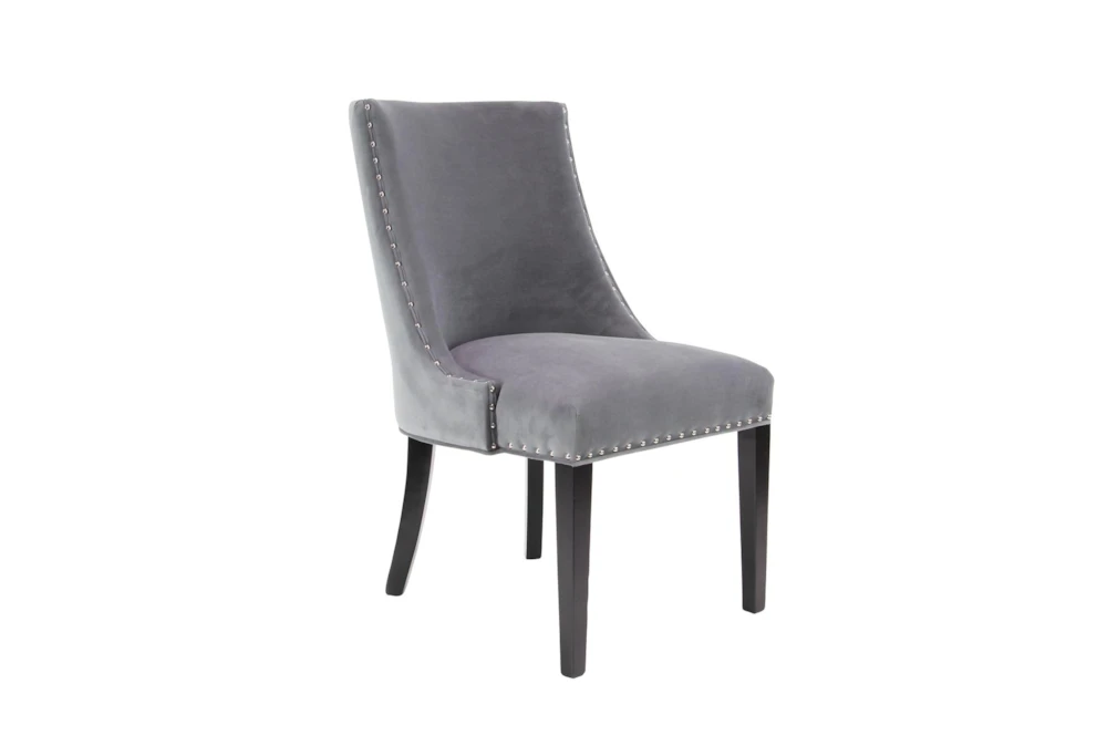 Grey Velvet Upholstered Dining Side Chair