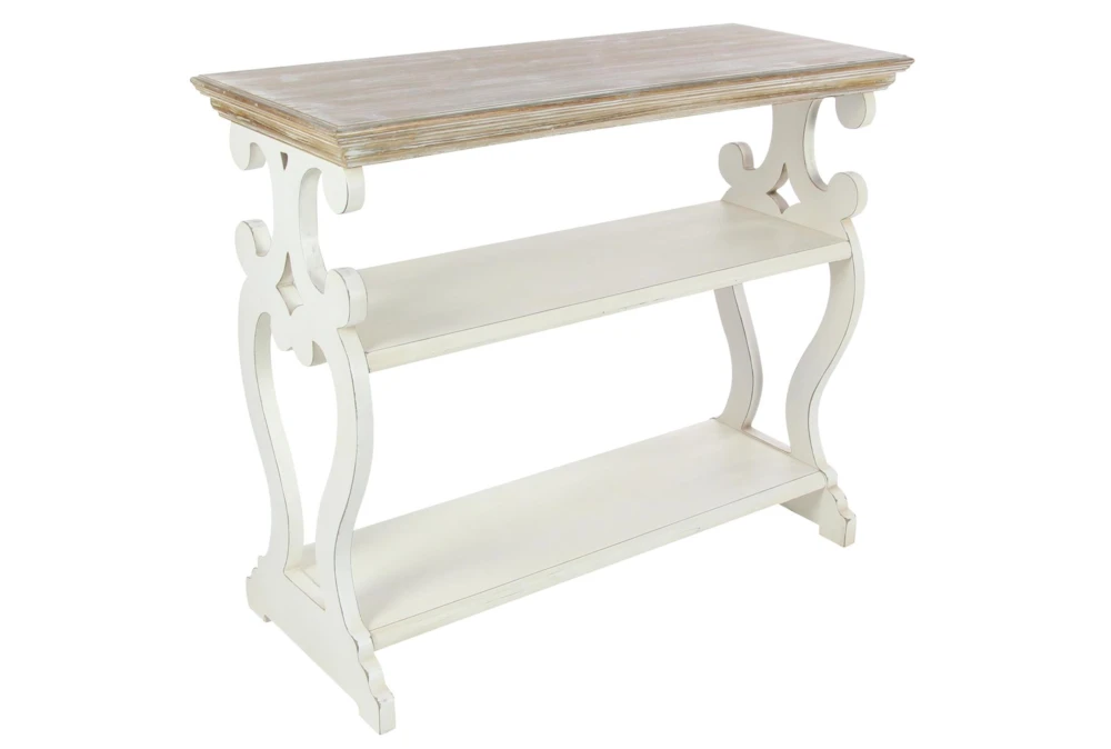 2 Tone 38" Console Table With Shelves