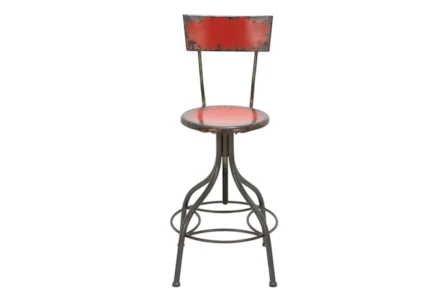 30" Red Vintage Bar Stool With Back