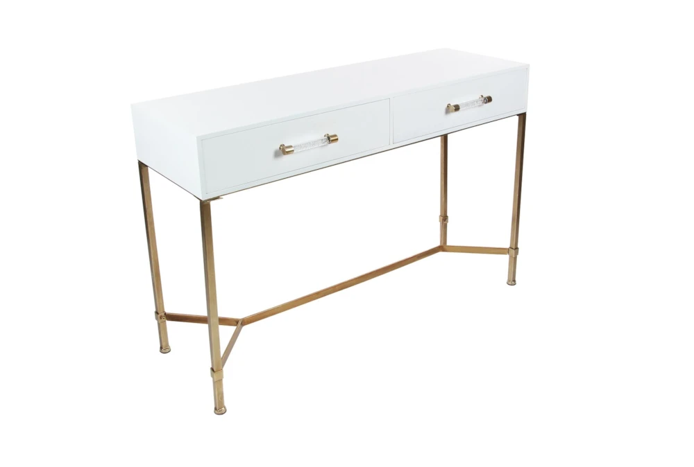 Contemporary White And Bronze 47" Console Table