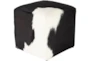 16X16 Black + White Hair On Hide Floor Pouf - Signature