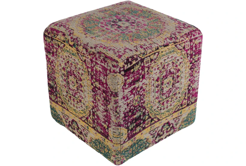 Pouf-Pink Woven Traditional - 360