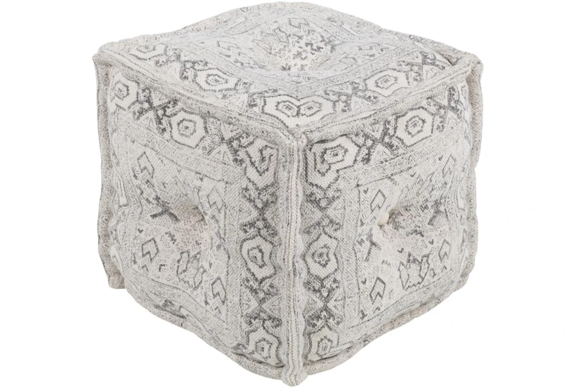 16X16 Light Blue Distressed Traditional Floor Pouf - 360