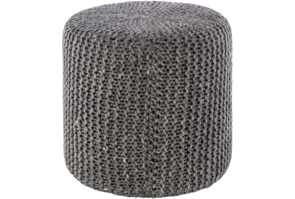 Pouf-Charcoal Knitted