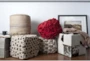 Pouf-Red Felted Appliqued Flowers - Room