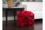 Pouf-Red Felted Appliqued Flowers - Room