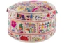 Pouf-Multicolored Patched Embroidered Beaded - Side