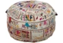 Pouf-Multicolored Patched Embroidered Beaded - Signature