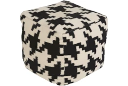 Pouf-Black Cream Houndstooth Small