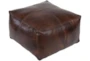 Pouf-Brown Leather Patched - Signature