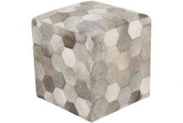 Pouf-Natural Patched Hair On Hide Cube
