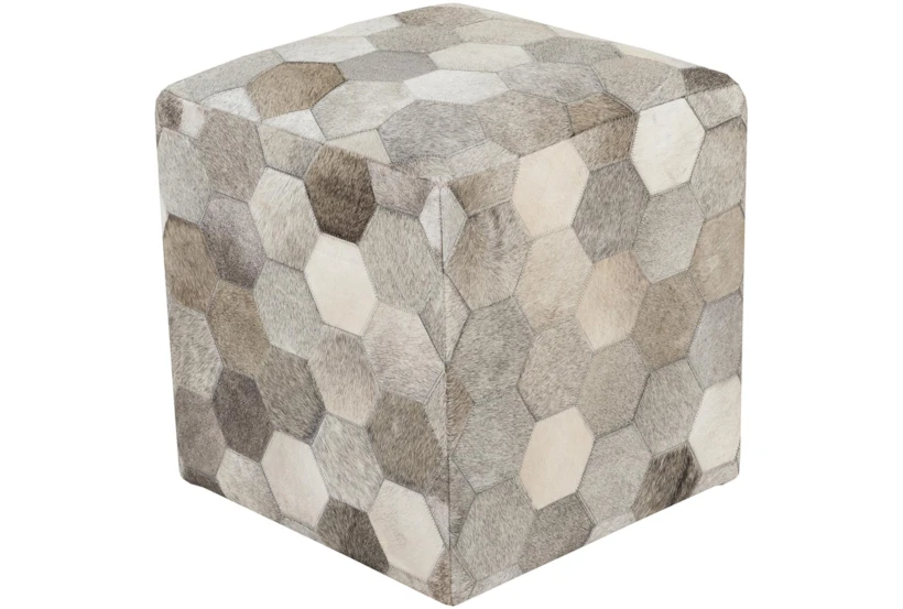 Pouf-Natural Patched Hair On Hide Cube - 360
