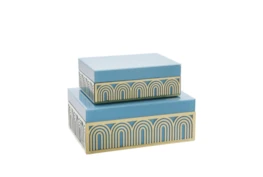Blue And Gold Arch Design Box Set Of 2