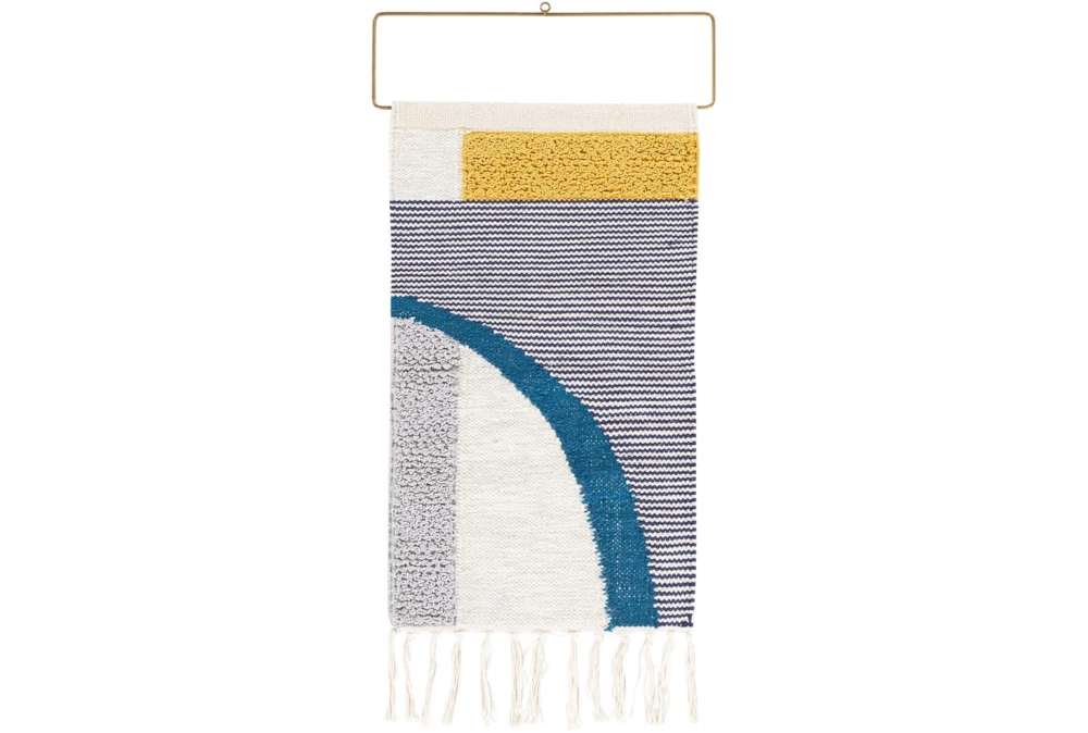 16X26 White Blue + Yellow Arc Tapestry Wall Décor