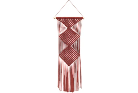 Wall Tapestry-Macrame Red 40X14