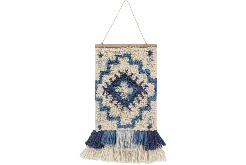 Wall Tapestry-Hand Knotted Blue Cream 17X23 - 360
