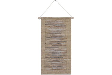 Wall Tapestry-Woven Leather Khaki Grey 22X44