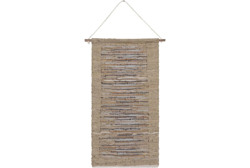 Wall Tapestry-Woven Leather Khaki Grey 22X44 - 360
