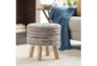 Jute Blue And Natural Stripe Stool - Room