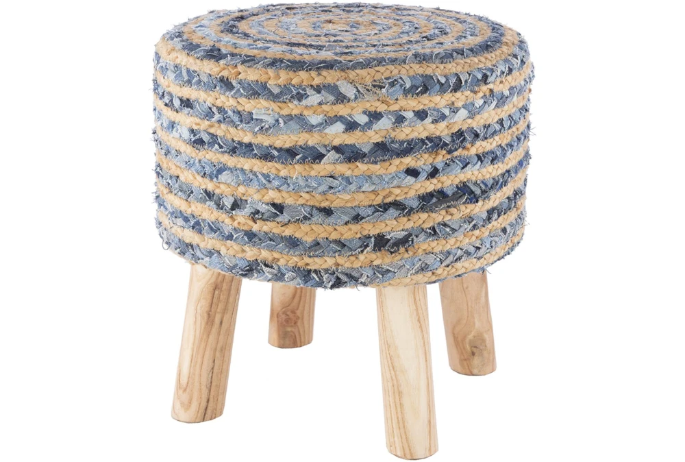 Jute Blue And Natural Stripe Stool