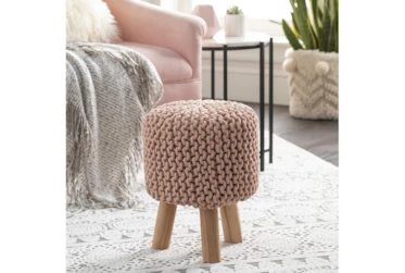 Pink Knitted Stool