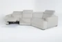 Chanel Grey  138" 3 Piece Reclining Modular Sectional with Right Arm Facing Cuddler Chaise & Power Headrest - Side