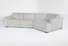 Chanel Grey 3 Piece 138" Sectional With Right Arm Facing Cuddler Chaise & Power Headrest