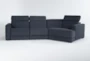 Chanel Denim 3 Piece 138" Sectional With Right Arm Facing Cuddler Chaise & Power Headrest - Side