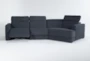 Chanel Denim 138" 3 Piece Reclining Modular Sectional with Right Arm Facing Cuddler Chaise & Power Headrest - Side