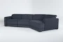 Chanel Denim 138" 3 Piece Reclining Modular Sectional with Right Arm Facing Cuddler Chaise & Power Headrest - Side