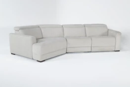 Chanel Grey 3 Piece 138" Sectional With Left Arm Facing Cuddler Chaise & Power Headrest