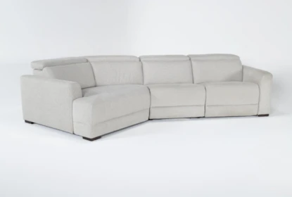 Chanel Grey 138" 3 Piece Reclining Modular Sectional with Left Arm Facing Cuddler Chaise & Power Headrest - Signature