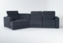 Chanel Denim  138" 3 Piece Reclining Modular Sectional with Left Arm Facing Cuddler Chaise & Power Headrest - Side