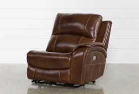 Travis Cognac Leather Right Arm Facing Power Recliner With Power Headrest And USB