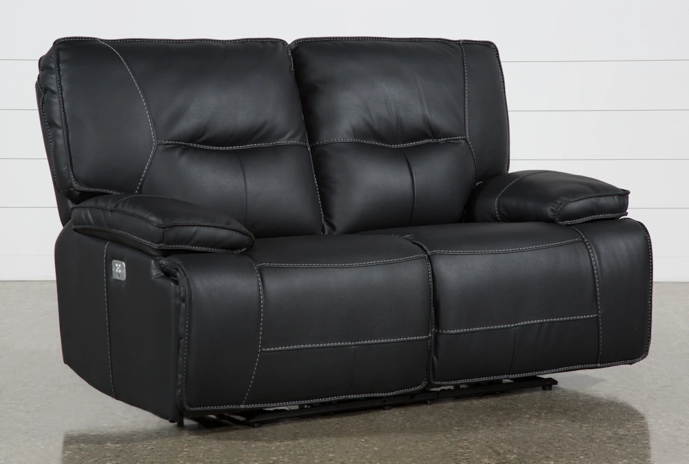 Marcus Black 65 Power Reclining, Black Leather Reclining Sofa And Loveseat