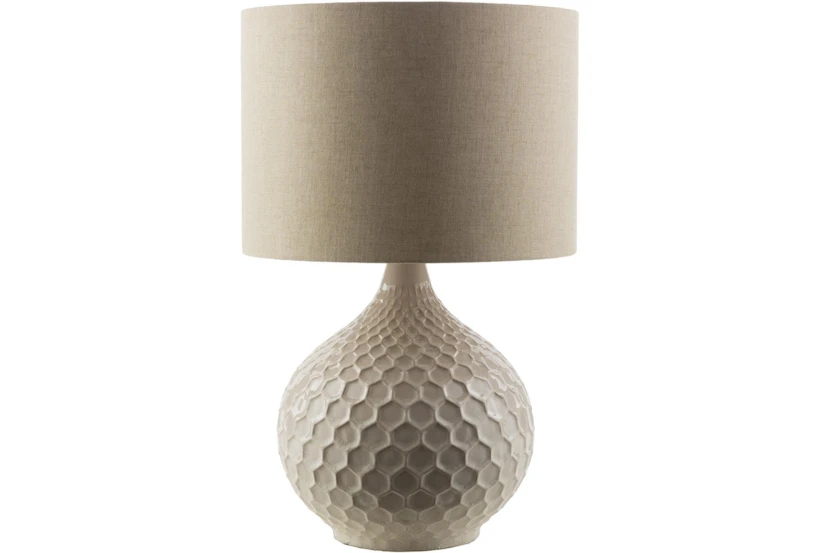 Table Lamp-Grey White Ceramic - 360